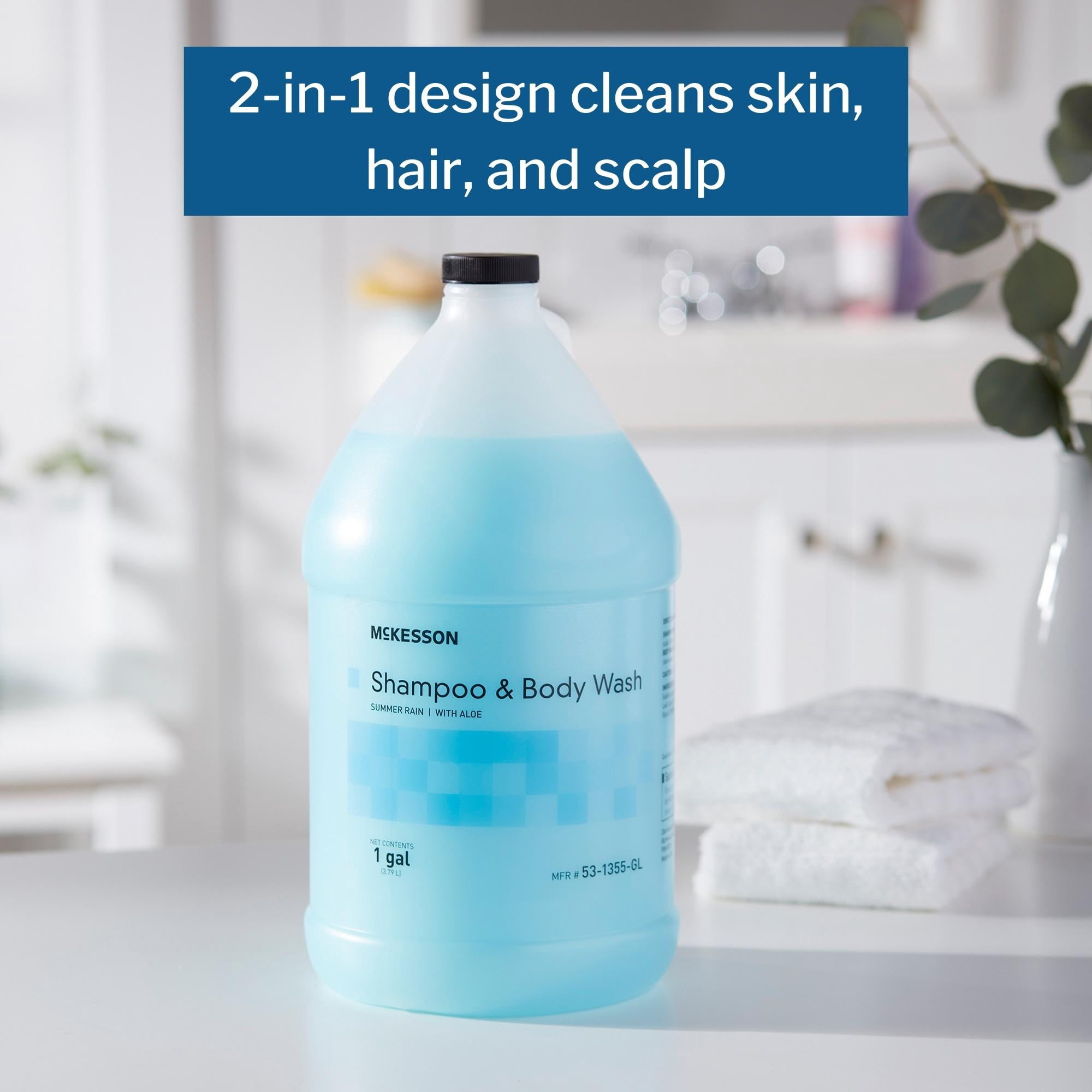 McKesson Shampoo and Body Wash with Collagen for Fragile Hair, Hydrating & Moisturizing - Summer Rain Scent, 1 Gallon Jug, 1 Count