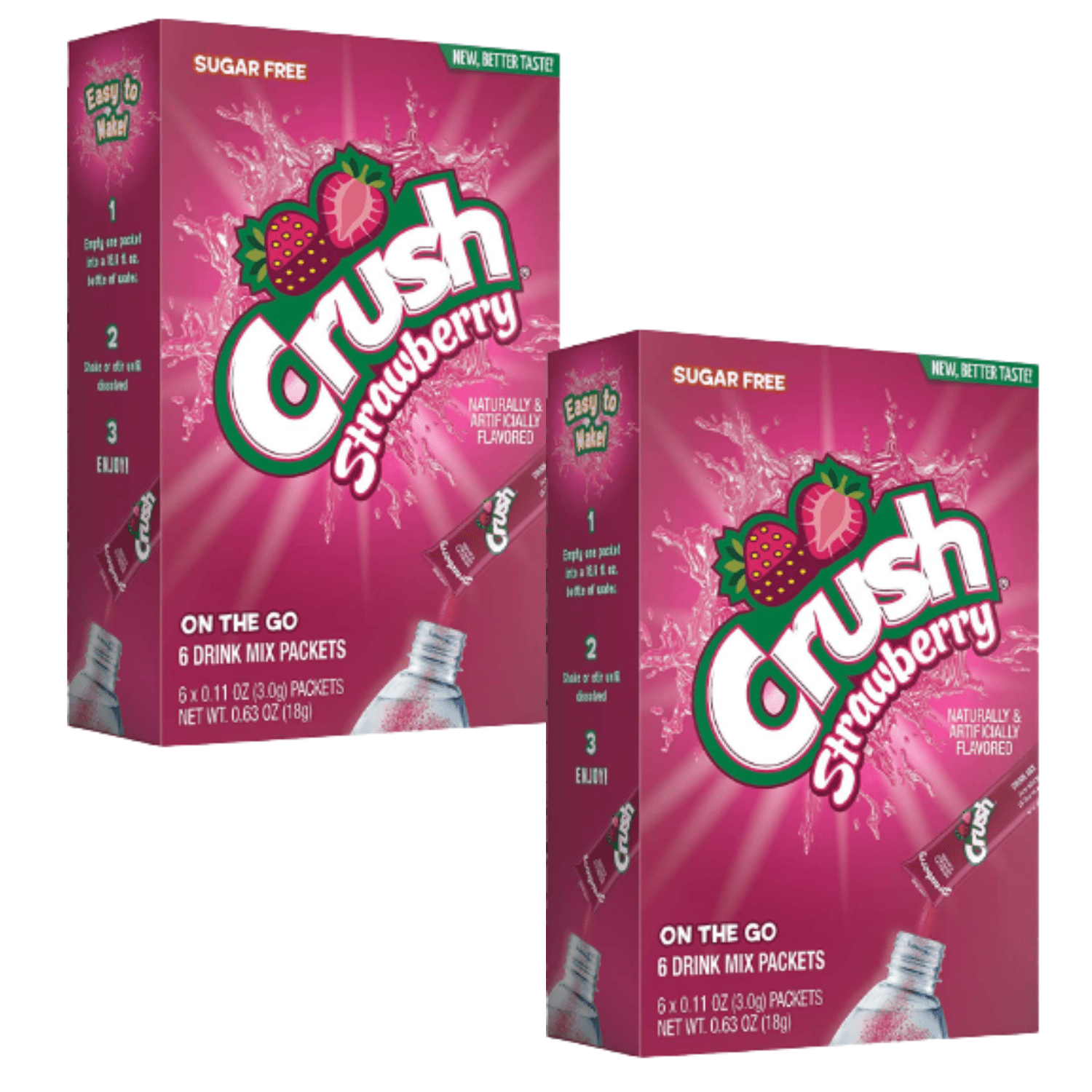 Crush Strawberry Powder Drink Mix SugarFree & Delicious Non