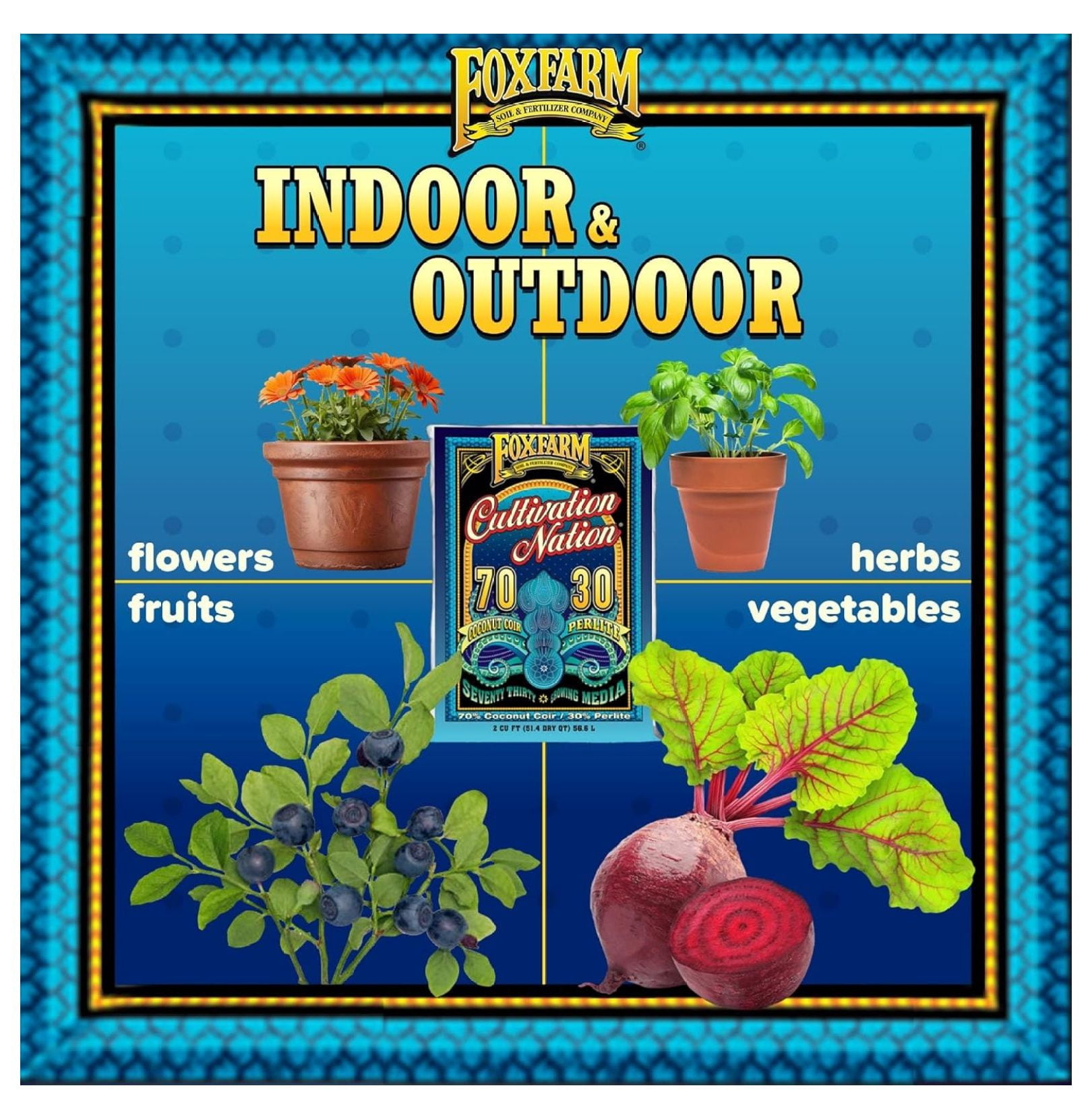 Cultivation Nation 70:30 Growing Media, 2cu ft - Mix of Coconut Coir and Perlite - Provides Aeration and Drainage, Use for Indoor/Outdoor Container Gardens