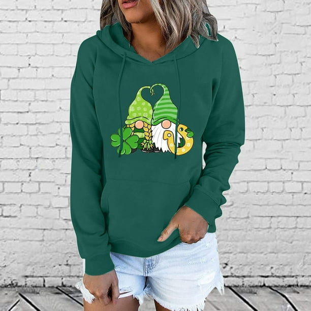 Womens Sweatshirt Women s St Patrick s Day Printed Daily Home Outdoor Workout Long Sleeve Hooded Sweatshirts Womens Hoodies Green S Walmart Business Supplies