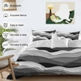 thumbnail image 3 of Ocean Waves Bedding Duvet Cover Set Full Size 4 Pieces Gray White Wave Dark Gray Gradient Bedding Set with Zipper Closure, 1 Comforter Cover 86x86 Inches 1 Flat Sheet & 2 Pillow Cases, 3 of 7