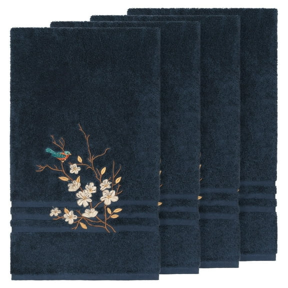 Linum Home Textiles Turkish Cotton Spring Time Embellished Bath Towel Set Color: Blue Size: 2 PC SET