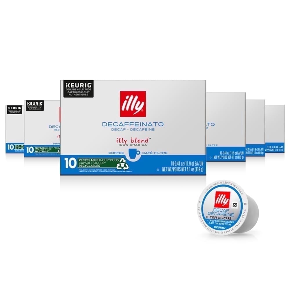 illy Decaf K-Cup Coffee Pods, Classico Medium Roast, 100% Arabica, 10 Ct, 6 Pack