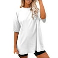 thumbnail image 2 of CEHVOM T-shirt Décontracté Mode Femme Col Rond Manches Courtes Ample Blouse Chandail, 2 of 4
