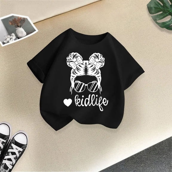 Girls T shirts Short Sleeve Crewneck Fashion Print Graphic Tees Casual Stylish Summer T-Shirts for Girls Size 3-4Y