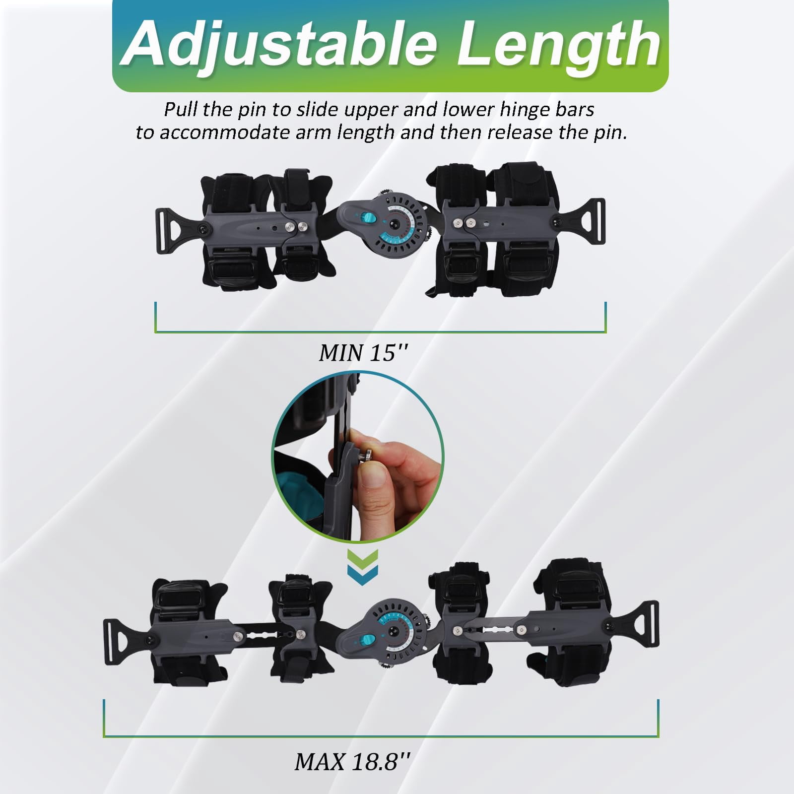Insunen Hinged Elbow Brace, Adjustable Post OP ROM Elbow Brace with Sling Stabilizer Splint Arm Injury Recovery Support After Surgery (Right)