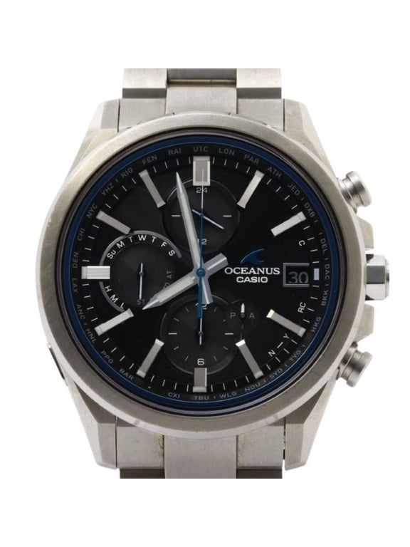 Pre-Owned CASIO OCEANUS Classic Line OCW-T4000-1AJF Black Silver Titanium Men's Analog Watch