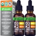 thumbnail image 1 of Gotas líquidas de vitamina D3 K2 de 5000 UI con aceite MCT Omega 3 (paquete de 2 unidades), 1 of 9