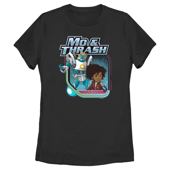 Women's Transformers: EarthSpark Mo and Thrash  Graphic Tee Black Medium