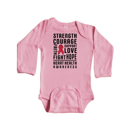 

Inktastic Heart Health Awareness Strength Courage Support Gift Baby Boy or Baby Girl Long Sleeve Bodysuit