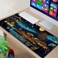 thumbnail image 3 of Dreamscape Desk Mat, Ancient Village And Lake Design, Golden Black And Azure, Desktop Accessory, Orient Scene Office Mouse Pad XXL XL, Large Keyboard Laptop Mat Pad, Desktop Mat Pad, Desk Setup, 3 of 6
