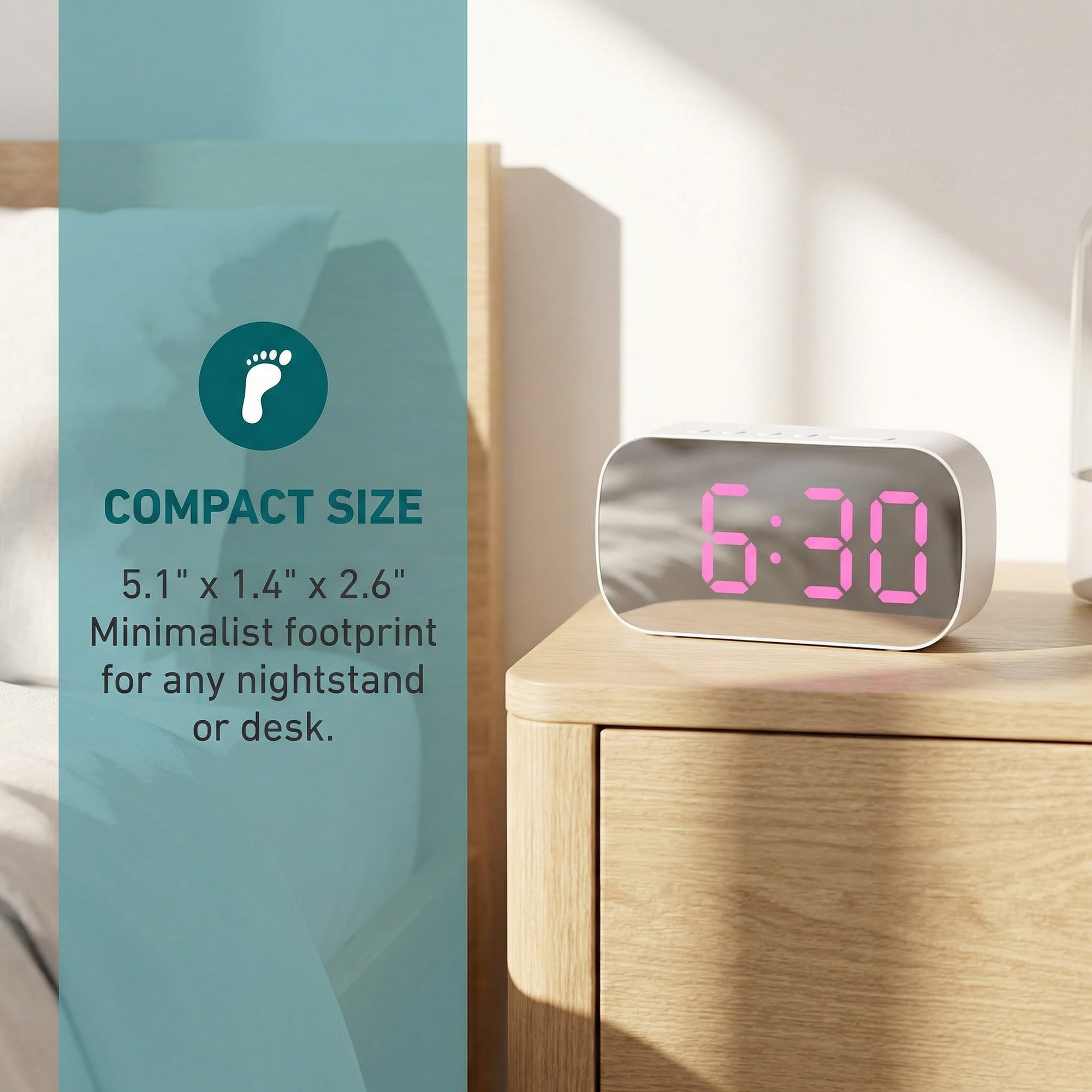 Unique Bargains Mirror Desk Clock with Big Numbers for Living Room 5.1" x 1.4" x 2.6"