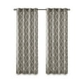thumbnail image 5 of Fretwork Print Blackout Window Curtain, Grommet Top Window Curtain Panel for Living Room Bedroom, Scroll Geometric Fretwork Print Design Window Curtain Panel in Grommet Top, Grey+White, 5 of 9