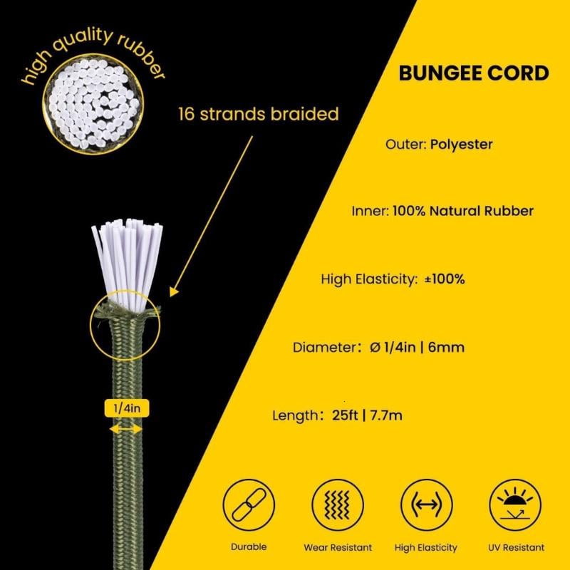 CEORPER Elastic Tie Down Straps Cable Strong Elastic Bungee Shock Cord Easy to Use