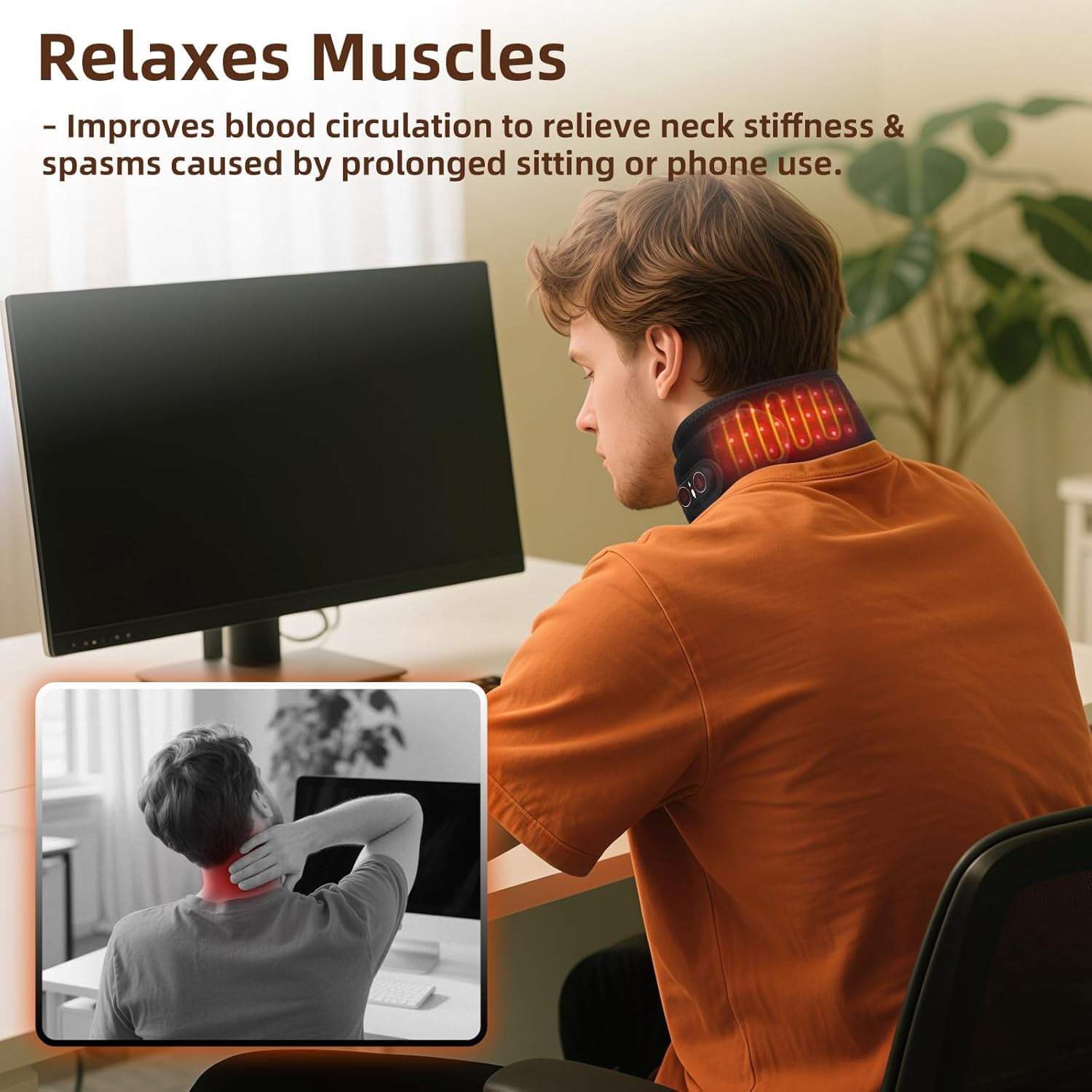 Cordless Red Light Belt for Neck, Portable Wrap with Timer for Neck Muscle Relief, Near Light Neck Wrap Heating Pad for Neck, Wearable Belt Neck Wrist Wrap Hand Legs Unisex Gift