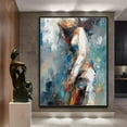 thumbnail image 4 of Original handmade women's oil painting evening dress women's abstract oil painting acrylic painting living room wall decoration,91*61cm (36*24) inches, unstretched frameless, 4 of 5