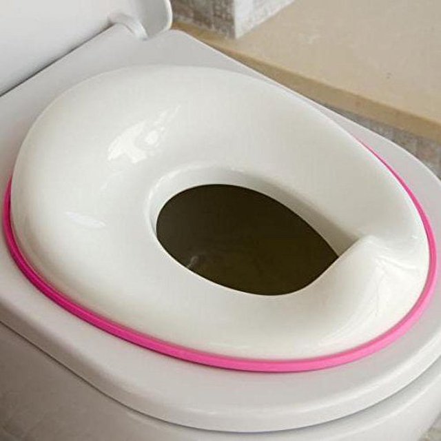 Asiento de entrenamiento para ir al baño para niños y niñas, color rosa, se adapta a inodoros redondos y ovalados, antideslizante con protección contra salpicaduras