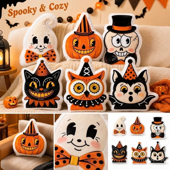 Halloween Pillow Pumpkin Ghost Shaped Throw Pillow, 11.81in Halloween Decorative Pillows, Pumpkin Pillows, Happy Halloween Decorations for Sofa Bed Couch Stuffed Gothic Party Outdoor Home Decorations