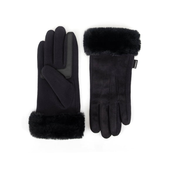 Isotoner Women's Microsuede Gloves with Faux Fur Cuff