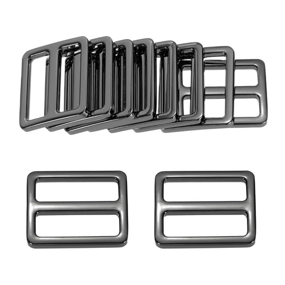 Uxcell 10-Pack Tri Glide Metal Buckles, 1 Inch Zinc Alloy Slider Belt Strap Adjuster Webbing Strap Buckles [Black Gray]