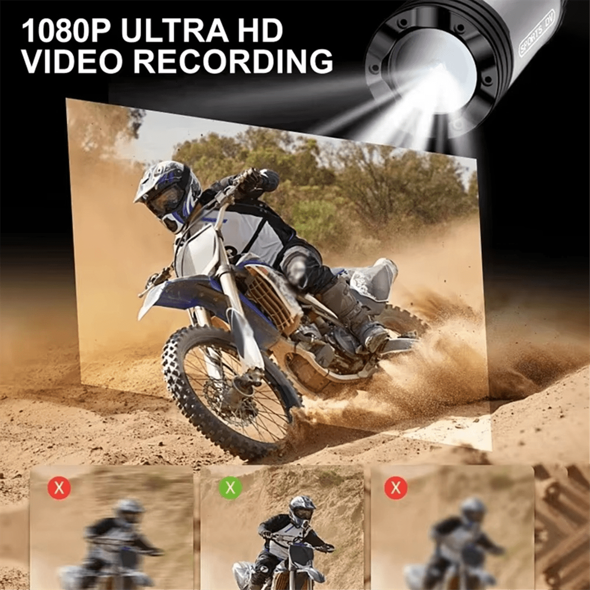 4K Mini Sport DV Action Sport Camera Flashlight Full HD 1080P Video Ideal Bodycam for Bike Cycle, Motorcycle,1 * Sport Camera,Black