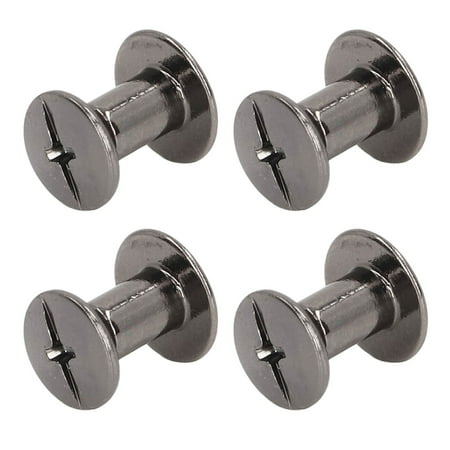 

Book Binding Screw Color Lasting Curved Surfaces Electroplating Treatment Bookbinding Round Flat Head Stud Screw For DIY Leather Silver Black