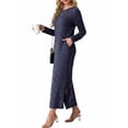 thumbnail image 3 of Cueply Long Sleeve Dress for Women Fall Wedding Guest Cocktail Maxi Dresses Split Elegant Ribbed Knit Winter Dress with Pockets, 3 of 9