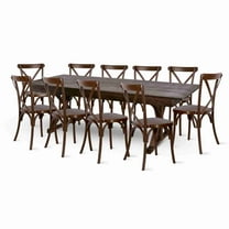 Fruitwood X-Leg Farm Table Dining Set with 10 Chairs by Chivari