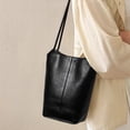 thumbnail image 6 of Genuine Leather Bucket Tote Bag, Women's Pebbled Shoulder Handbag Purse, 6 of 11