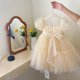 thumbnail image 3 of Vestido de princesa para niñas, vestido de verano de alta gama, vestido para niñas pequeñas con mangas abullonadas, falda de malla con lentejuelas, 6Y40, 3 of 6