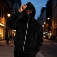 thumbnail image 2 of LEKWK Fleece Jacket Men Fuzzy Zip up Thermal Winter Hoodies with Face Mask Long Sleeve Oversized Warm Plush Outwear Black XXXL, 2 of 8
