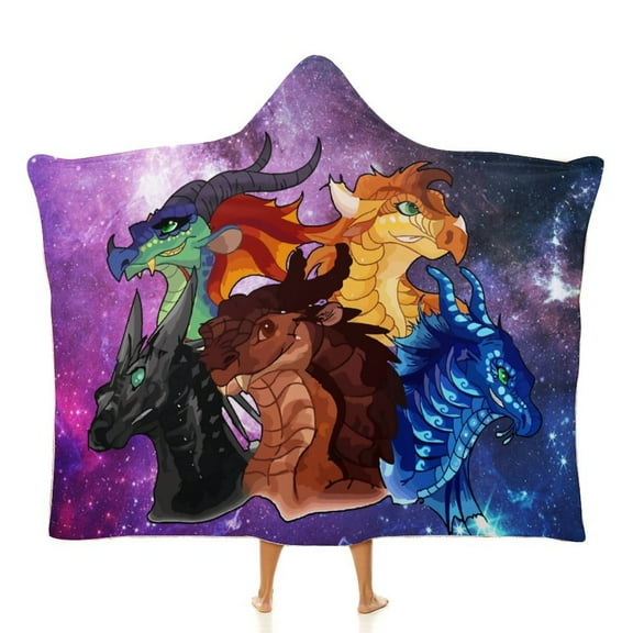 Wings of Fire Hooded Blanket Poncho, Wearable Hooded Blanket Cozy Soft Warm Plush Fleece Blanket for Women Men Teen 40"x50"