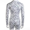 thumbnail image 6 of KOMOO Women Printed Rompers Long Sleeve V-Neck Buttons Bodycon Jumpsuit Shorts Bodysuits Oversize, 6 of 10