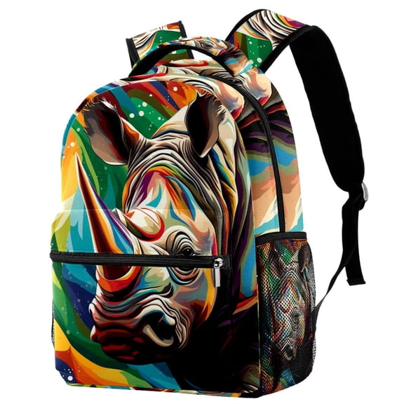 Lightweight Backpack Abstract Rhinoceros School Bag Travel Laptop Daypack for Men Women Casual Rucksack