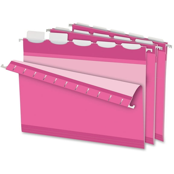 Ready-Tab Colored Reinforced Hanging Folders, Letter Size, 1/5-Cut Tab, Pink, 20/box | Bundle of 5 Boxes