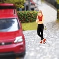 thumbnail image 3 of Tiny 1/64 Collectible Diorama Fitness Woman Man Figure Street Train Road - headset women orange, 2.8-3cm, 3 of 10