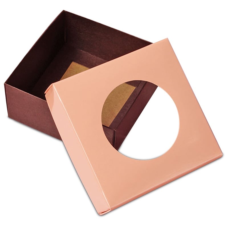 100ea - 8 X 8 X 2-1/2 Coral/Choco Round Cookie Window Box by Paper Mart ...