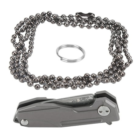 Folding Pocket Knife with Damascus Steel Blade and Titanium Alloy Handle Perfect for Outdoor Camping Gray