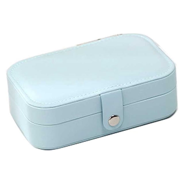 Caja de Almacenamiento de joyería Injueey de cuero PU para mujer arete anillo organizador de joyería Azul