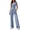 Blue Grey, variant on 2 Piece Sets for Women Summer Spring Lounge Set Matching V Neck Tops Wide Leg Pants Airport Travel Outfits