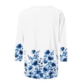 thumbnail image 5 of Enjoytime 3/4 Sleeve Tops for Women Floral Printed Round Neck T Shirts Business Dressy Casual Plus Size Blouses, 5 of 5