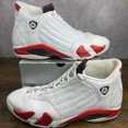 thumbnail image 2 of Ni-k-e Vintage Air Jordan 14 OG 1999 Candy Cane Size 13 136011-102 White Red Men’s Shoe, 2 of 6