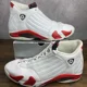 thumbnail image 2 of Ni-k-e Vintage Air Jordan 14 OG 1999 Candy Cane Size 13 136011-102 White Red Men’s Shoe, 2 of 6