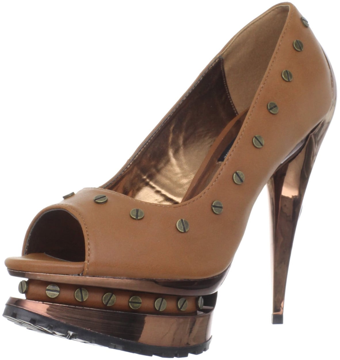 Women's Shoes 5" Exclusive Flame Heel With Rivet Detail Topline Camel