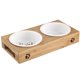 thumbnail image 1 of style 1 Cuenco de comida para mascotas con soporte, juego de 2 piezas de madera antideslizante para alimentación de cachorros, acero inoxidable y agua, 1 of 1