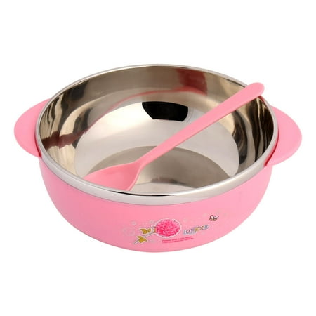 8' Dinner Bowl - Household Kitchen Propene Polymer Coated Stainless Steel Dinner Rice Bowl Pink
