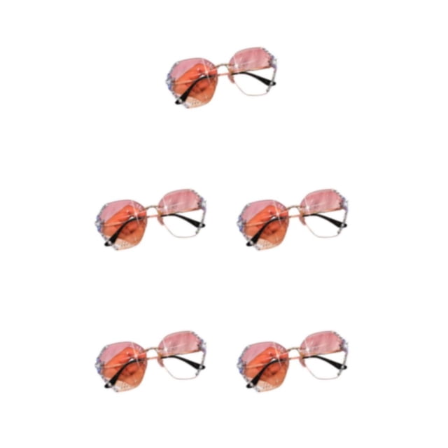 kurtrusly Lunettes Vintage Sans Monture Déclaration de Mode Résistantes aux Rayures Rose 5Ensemble