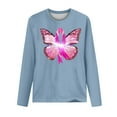 thumbnail image 4 of VKOYWKM Breast Cancer Survivor T-Shirts for Women Breast Cancer Awareness T Shirt Long Sleeve Pink Ribbon Print Shirt Crew Neck Loose Fit Cancer Awareness Tee Tops, 4 of 5