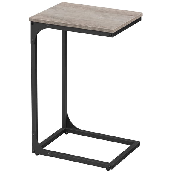 VASAGLE End Table C Shaped Sofa Side Table Snack Side Table for Bedroom Side Table Living Room Greige and Black