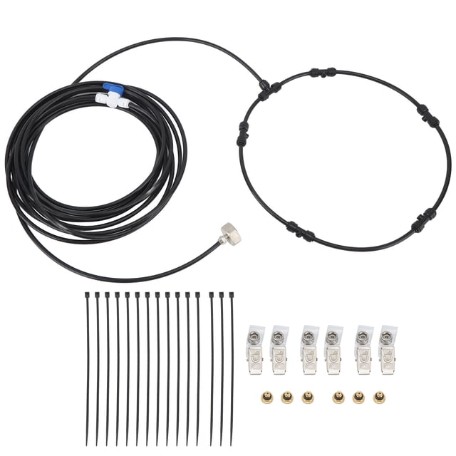 Kit de ventilador nebulizador para exteriores con tubo de 26 pies, adaptador de 3/4, rociador de agua, anillo rociador, tubo nebulizador, sistema de enfriamiento, cabezal rociador de EE. UU.